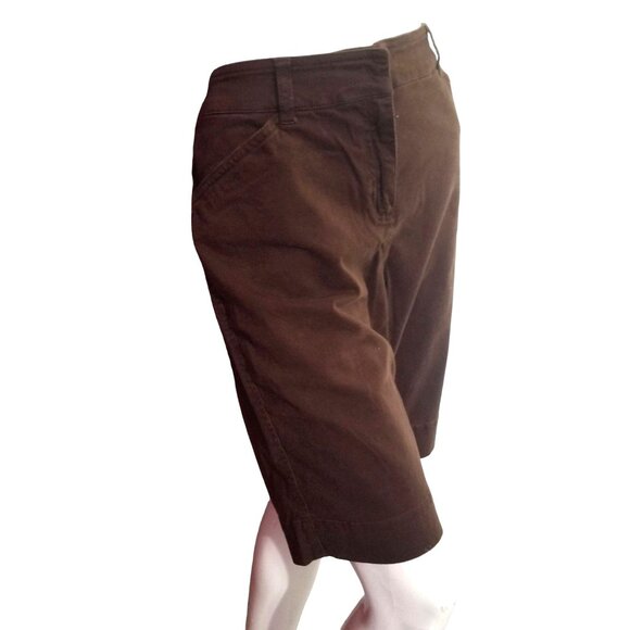 Jones New York Sport High Waisted Bermuda Shorts Sz 14 Petite Womens Brown with - Picture 1 of 8